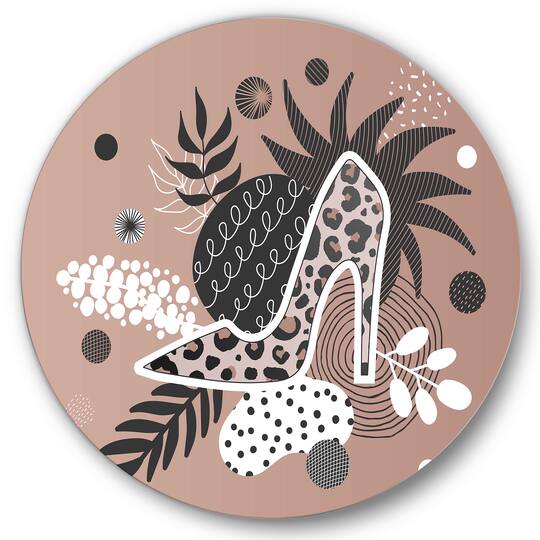 Designart - Leopard High-Heeled Shoes Tropical Leaves